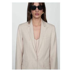 Mango Woman 67087922 İnce Çizgili Kumaş Ekru Kadın Blazer Ceket