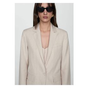 Mango Woman 67087922 İnce Çizgili Kumaş Ekru Kadın Blazer Ceket