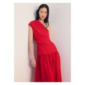 Mango Woman Asimetrik Pilili Siyah Kadın Elbise