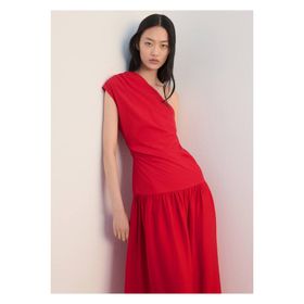Mango Woman Asimetrik Pilili Siyah Kadın Elbise