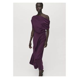 Mango Woman Asimetrik Saten Elbise