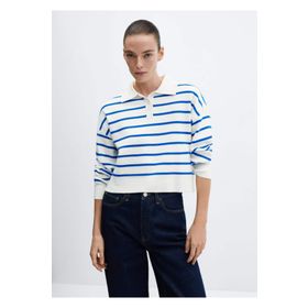 Mango Woman Çizgili Polo Yaka Kazak