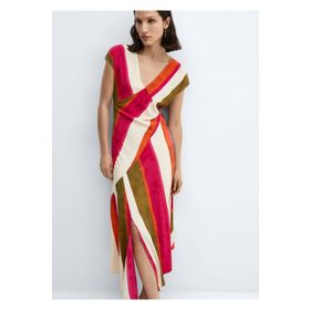 Mango Woman Cut-out Çizgili Elbise