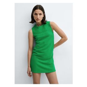 Mango Woman Dokulu mini elbise