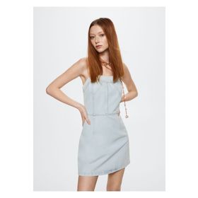 Mango Woman Fermuarlı Denim Elbise