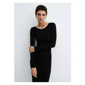 Mango Woman Kontrast süslemeli elbise
