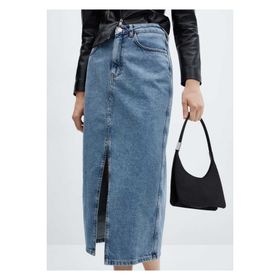 Mango Woman Midi Mavi Denim Kadın Etek