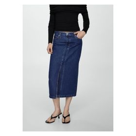 Mango Woman Midi Mavi Denim Kadın Etek