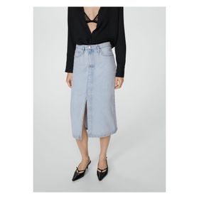 Mango Woman Midi Mavi Denim Kadın Etek