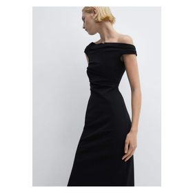 Mango Woman Omzu açık drape elbise