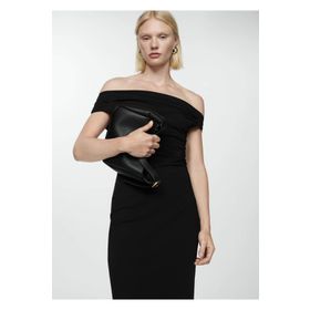 Mango Woman Omzu açık drape elbise