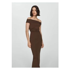 Mango Woman Omzu açık drape elbise