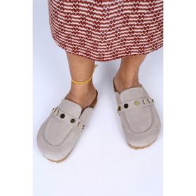 Manijero Bonita Bej Deri Önü Kapalı Kadın Terlik
