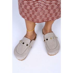 Manijero Bonita Bej Deri Önü Kapalı Kadın Terlik
