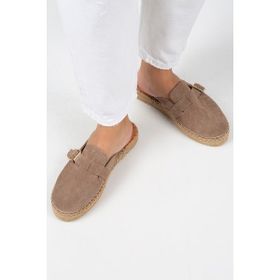 Manijero Esta Vizon Deri Kemerli Tokalı Espadril Kadın Terlik