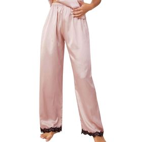 MaNMaNing A81BBGHEG Negligee Pembe Renk İpek Kumaş Kadın Uzun Pijama Takımı