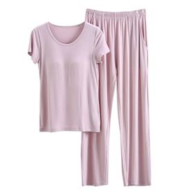 MaNMaNing A81BBGHEG Pembe Renk Uzun Baskısız Pamuklu Kadın Pijama Takımı