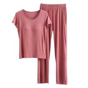 MaNMaNing A81BBGHEG Pembe Renk Uzun Baskısız Pamuklu Kadın Pijama Takımı