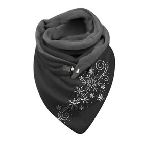 MaNMaNing B-Siyah Termal Pamuk Üçgen Daire Baskılı Çift Katmanlı Boyun Kadın Bandana Atkısı