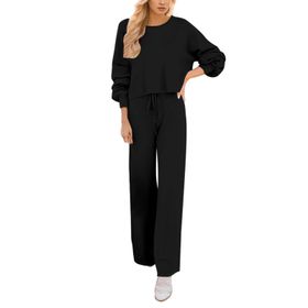 MaNMaNing B0C6M5QKLB Siyah Renk Pamuk Kumaş Uzun Kollu Kadın Pijama Takımı