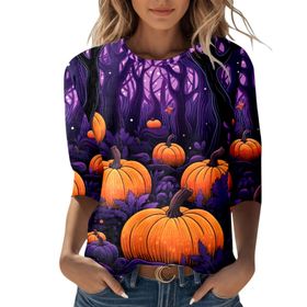 MaNMaNing B0CCDYM2DD Cadılar Bayramı Turuncu Baskılı Kadın Sweatshirt