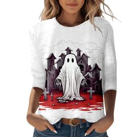 MaNMaNing B0CCDYM2DD Cadılar Bayramı Turuncu Baskılı Kadın Sweatshirt
