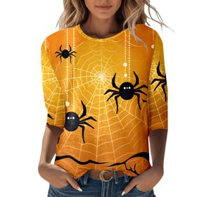 MaNMaNing B0CCDYM2DD Cadılar Bayramı Turuncu Baskılı Kadın Sweatshirt