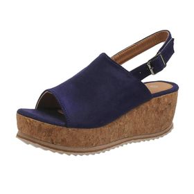 MaNMaNing Bohem Strappy Kama Geniş Fit Koyu Mavi Kadın Sandalet