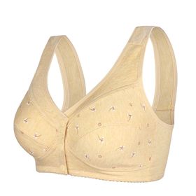 MaNMaNing Bralet Bej Çiçek Desenli Sırtı Açık Telsiz Büyük Beden Kadın Sütyen
