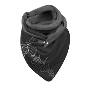 MaNMaNing C-Siyah Termal Pamuk Üçgen Daire Baskılı Çift Katmanlı Boyun Kadın Bandana Atkısı