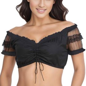 MaNMaNing Dirndl Oktoberfest A18 Siyah Yuvarlak Yaka Kadın Bluz