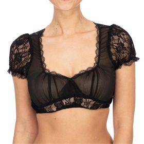 MaNMaNing Dirndlbluse Oktoberfest MM9811 Siyah Kısa Kollu Dantelli Şık Kadın Bluz