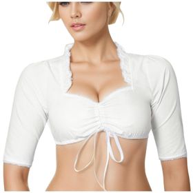 MaNMaNing Dirndlbluse Thea MM9408 Bej Dantelli Şık Kadın Bluz
