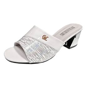 MaNMaNing Flip Flop Açık Burun Kare Topuklu Rahat Beyaz Kadın Terlik
