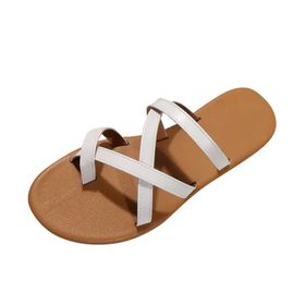 MaNMaNing Flip Flop Bohem Boho Hafif Rahat Geniş Fit Beyaz Kadın Sandalet