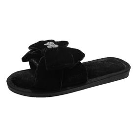 MaNMaNing Flip Flop Düz Rahat Moda Katı Yay Siyah Kadın Terlik