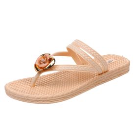 MaNMaNing Flip Flop Glitter Bej Açık Rahat Kadın Terlik