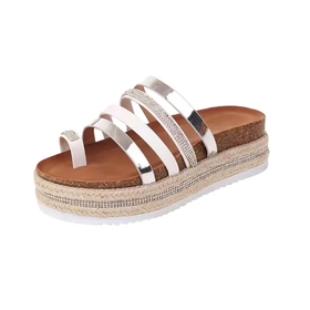 MaNMaNing Flip Flop Gümüş Kalın Taban Kemer Desteği Rahat Kadın Terlik