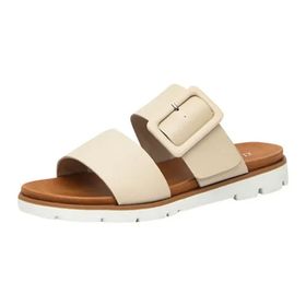 MaNMaNing Flip Flop Moda Desen Düz Tabanlı Geniş Fit Rahat Bej Kadın Terlik