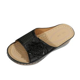 MaNMaNing Flip Flop Siyah Açık Parmak Kama Platform Rahat Kadın Terlik