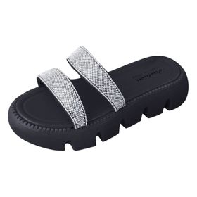 MaNMaNing Flip Flop Siyah Düşük Topuk Rahat Kalın Taban Kadın Terlik