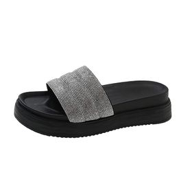 MaNMaNing Gladyatör Flip Flop See Through Kalın Düz Rahat Siyah Kadın Sandalet