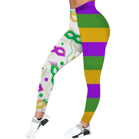 MaNMaNing Hip Lift Dar Kesim Karnaval Baskı Beyaz Kadın Tayt