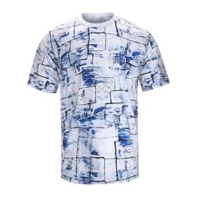 MaNMaNing Hipster Hip Hop Açık Mavi Kısa Kollu Baskılı Erkek T-shirt