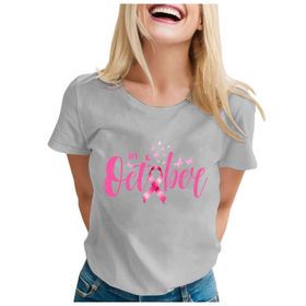 MaNMaNing MIT702-M1208 Gri Baskılı Kısa Kollu Kadın T-shirt
