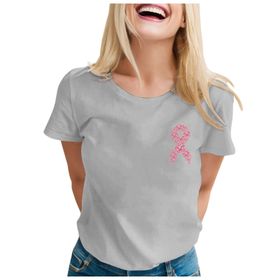 MaNMaNing MIT702-M1307 Gri Baskılı Kısa Kollu Kadın T-shirt