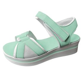MaNMaNing Platform Kama Yeşil Mint Green Açık Kanca Döngü Burun Kalın Topuk Kadın Sandalet