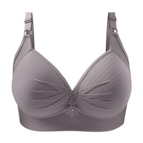 MaNMaNing Push Up Gri Balenli Bralette Yapışkanlı Önden Açılan Günlük Kadın Sütyen