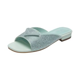 MaNMaNing Retro Hollow Casual Flip Flop Mavi Düz Kadın Sandalet