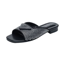 MaNMaNing Retro Hollow Casual Flip Flop Siyah Düz Kadın Sandalet